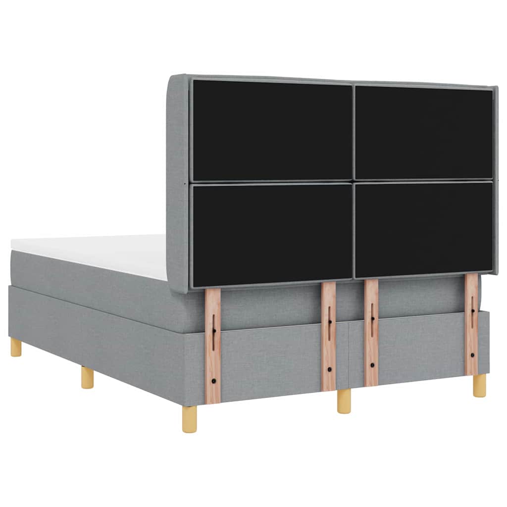 vidaXL Łóżko sprężynowe z paskami LED Jasnoszary 160 x 200 cm tkanina