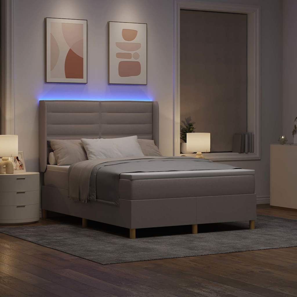 vidaXL Łóżko sprężynowe z paskami LED Ciemnoszary 160 x 200 cm tkanina