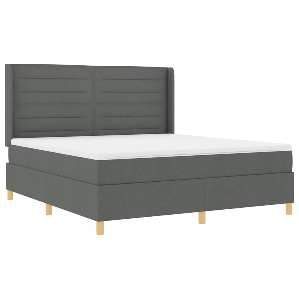vidaXL Łóżko sprężynowe z paskami LED Szary 180 x 200 cm tkanina