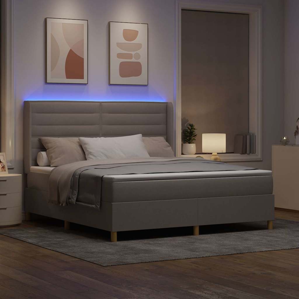 vidaXL Łóżko sprężynowe z paskami LED Ciemnoszary 180 x 200 cm tkanina