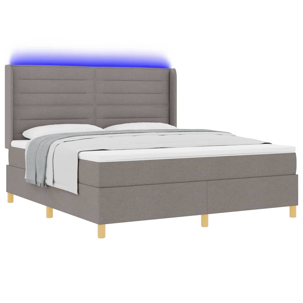 vidaXL Łóżko sprężynowe z paskami LED Ciemnoszary 180 x 200 cm tkanina