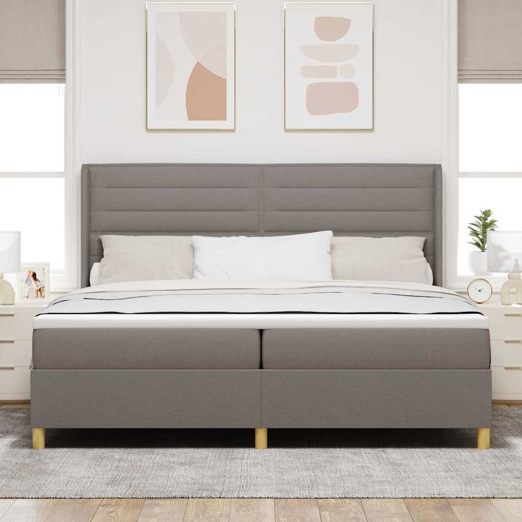 vidaXL Łóżko sprężynowe z paskami LED Ciemnoszary 200 x 200 cm tkanina