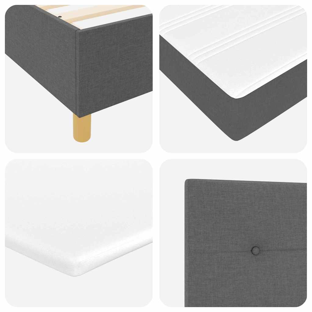 vidaXL Łóżko sprężynowe z paskami LED Szary 100 x 200 cm tkanina