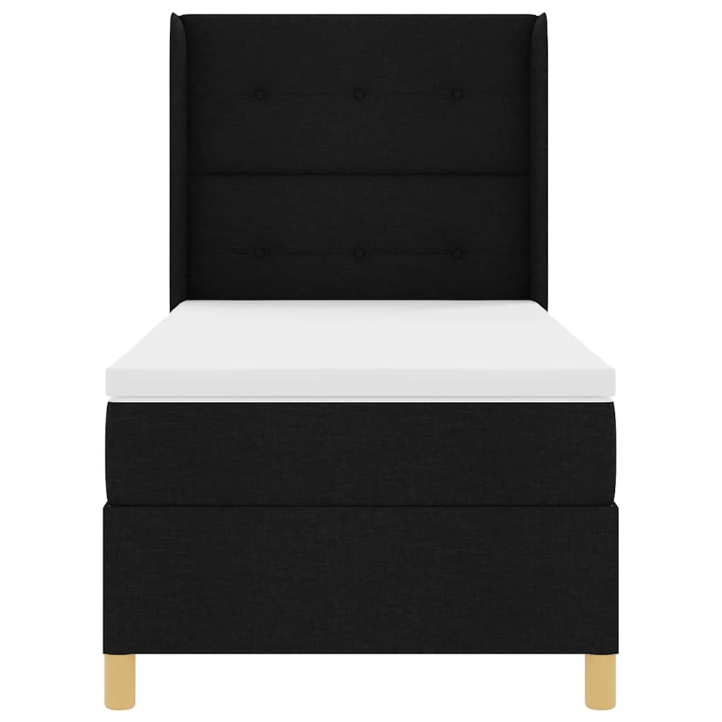 vidaXL Łóżko sprężynowe z paskami LED Czarny 100 x 200 cm tkanina
