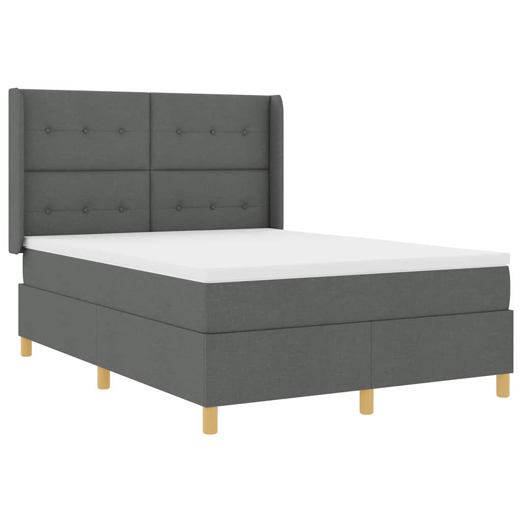 vidaXL Łóżko sprężynowe z paskami LED Szary 140 x 190 cm tkanina