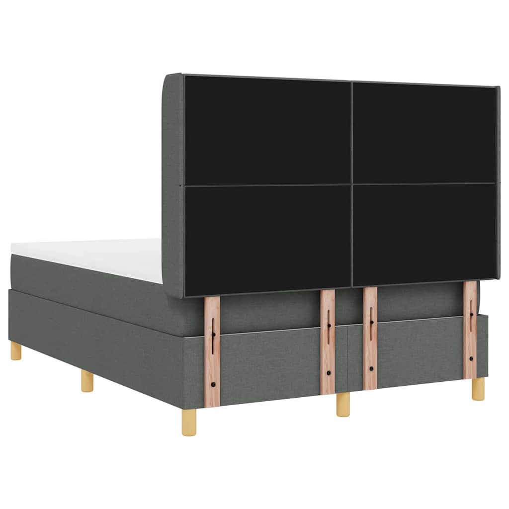 vidaXL Łóżko sprężynowe z paskami LED Szary 140 x 190 cm tkanina