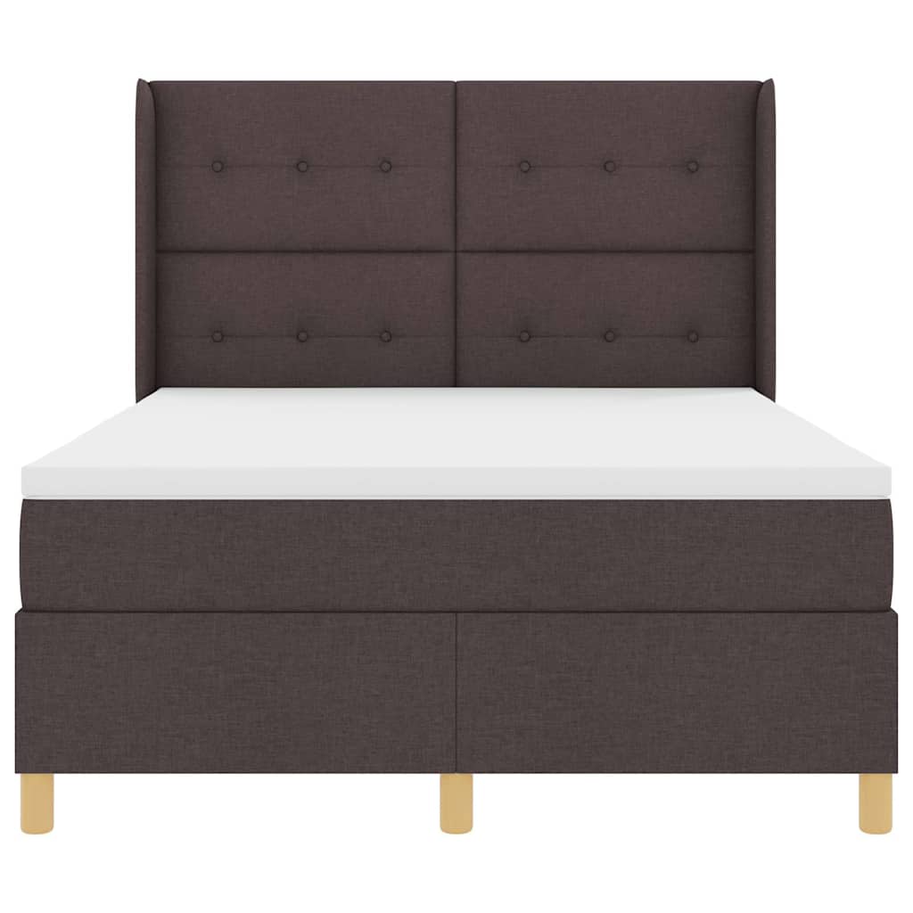 vidaXL Łóżko sprężynowe z paskami LED Brązowy 140 x 190 cm tkanina