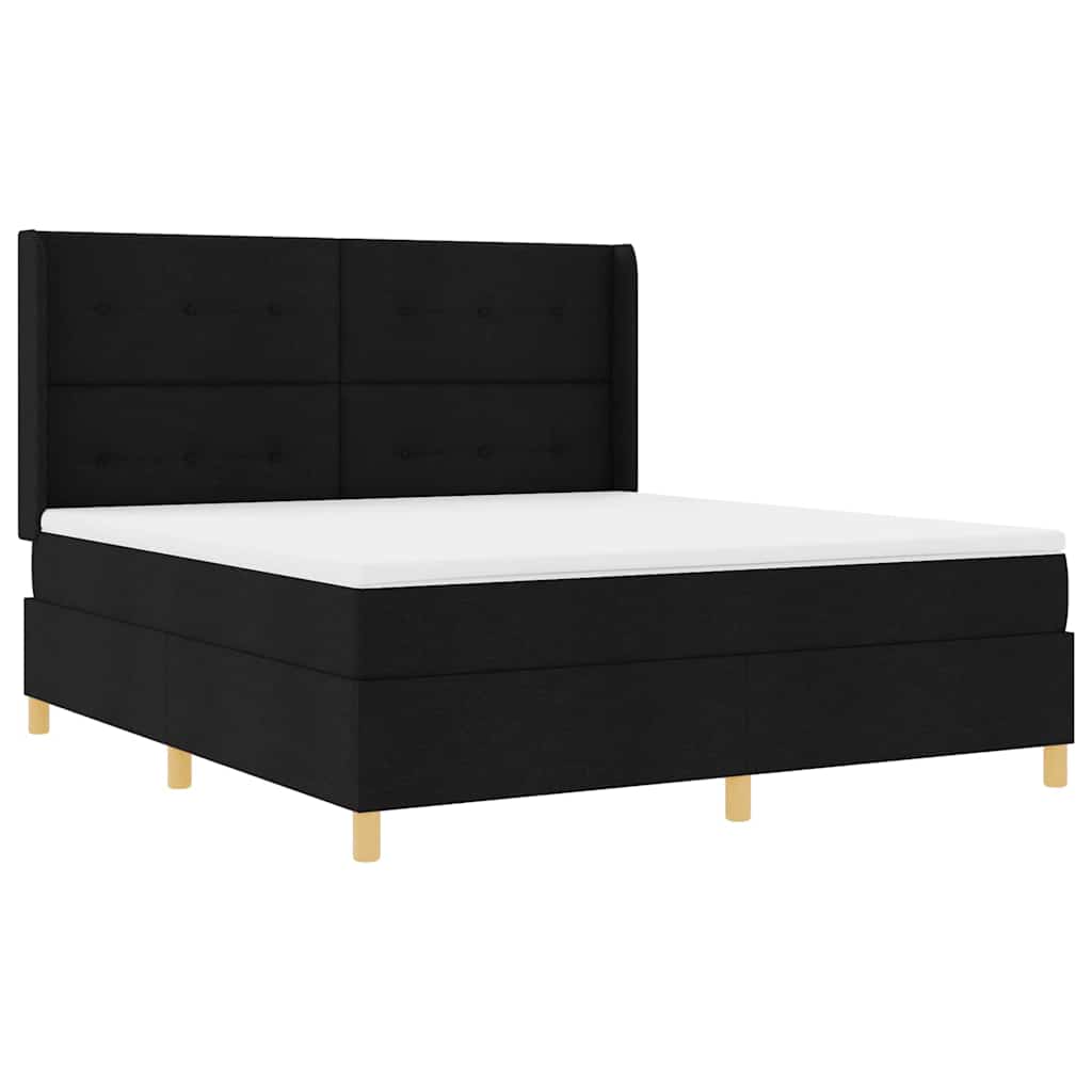 vidaXL Łóżko sprężynowe z paskami LED Czarny 180 x 200 cm tkanina
