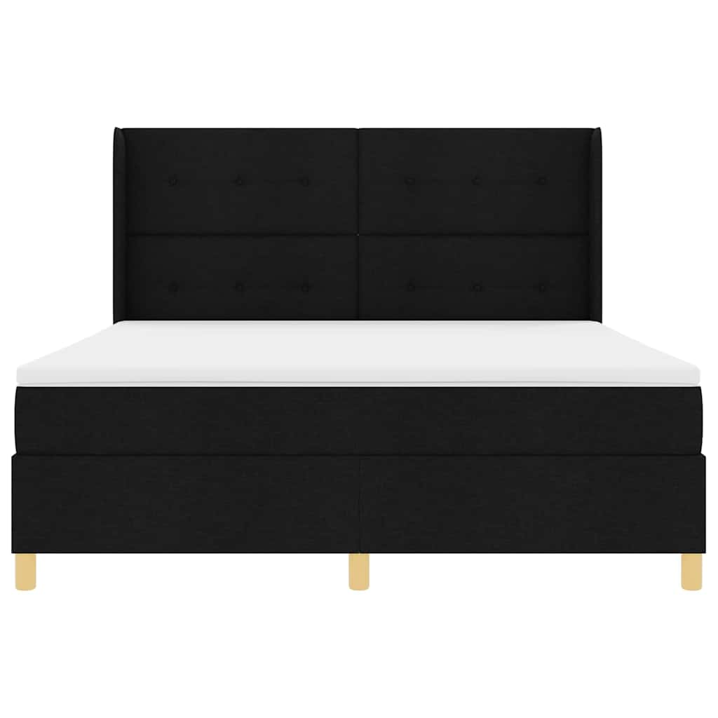 vidaXL Łóżko sprężynowe z paskami LED Czarny 180 x 200 cm tkanina