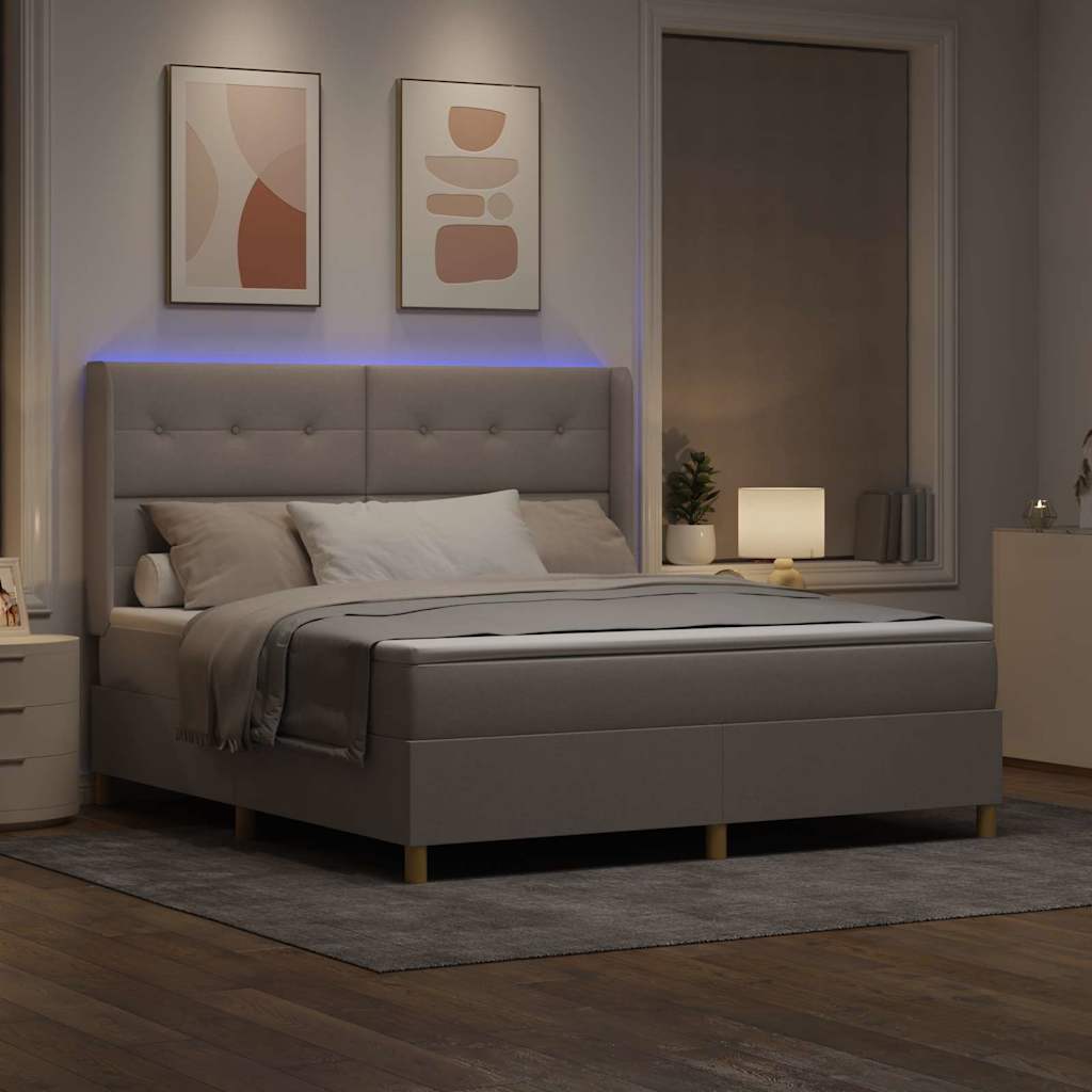 vidaXL Łóżko sprężynowe z paskami LED Ciemnoszary 180 x 200 cm tkanina