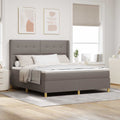 vidaXL Łóżko sprężynowe z paskami LED Ciemnoszary 180 x 200 cm tkanina