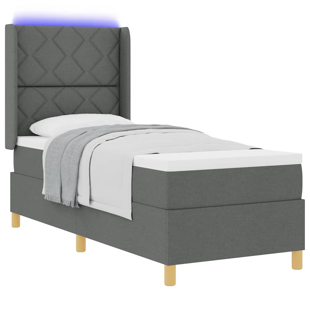 vidaXL Łóżko sprężynowe z paskami LED Szary 80 x 200 cm tkanina