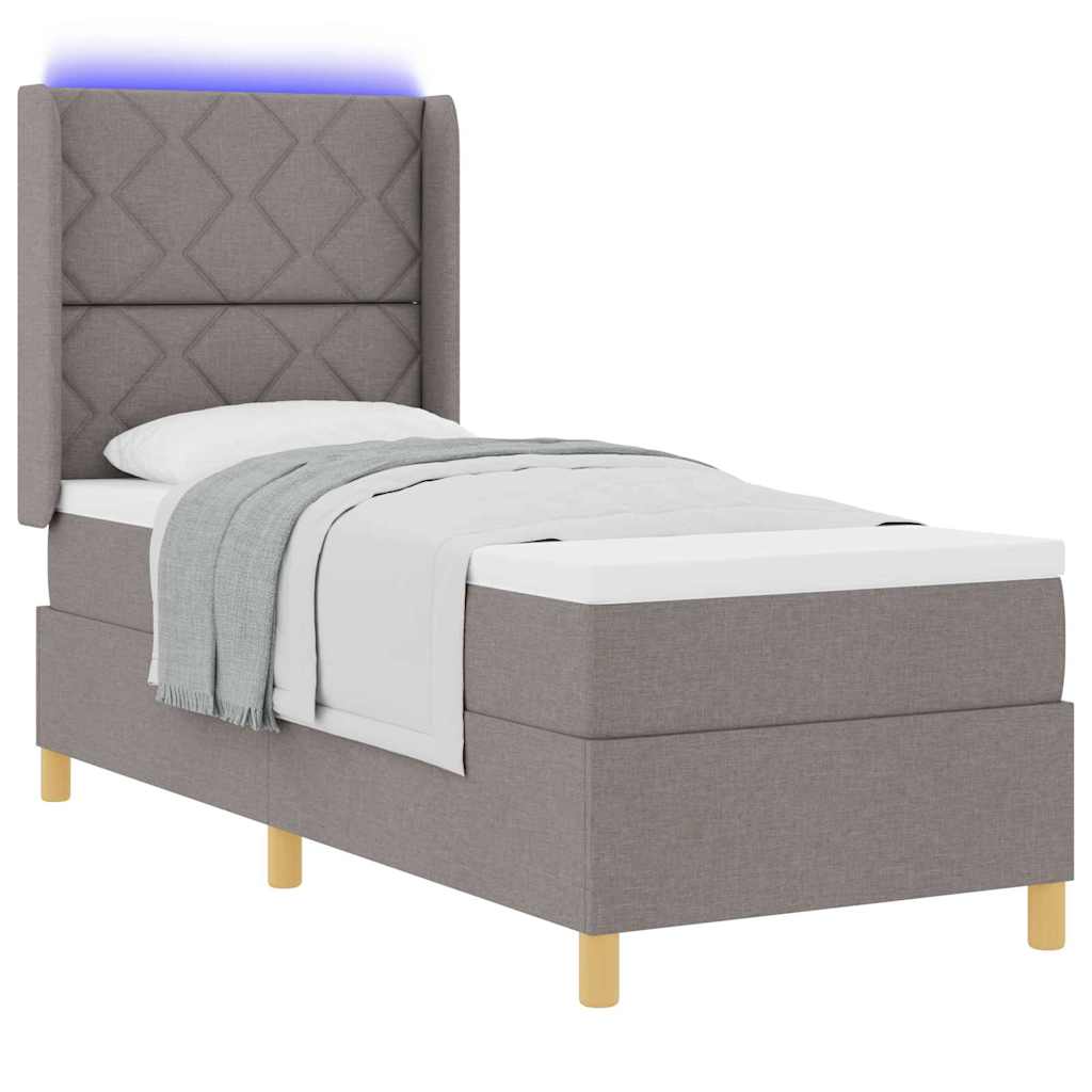 vidaXL Łóżko sprężynowe z paskami LED Ciemnoszary 80 x 200 cm tkanina