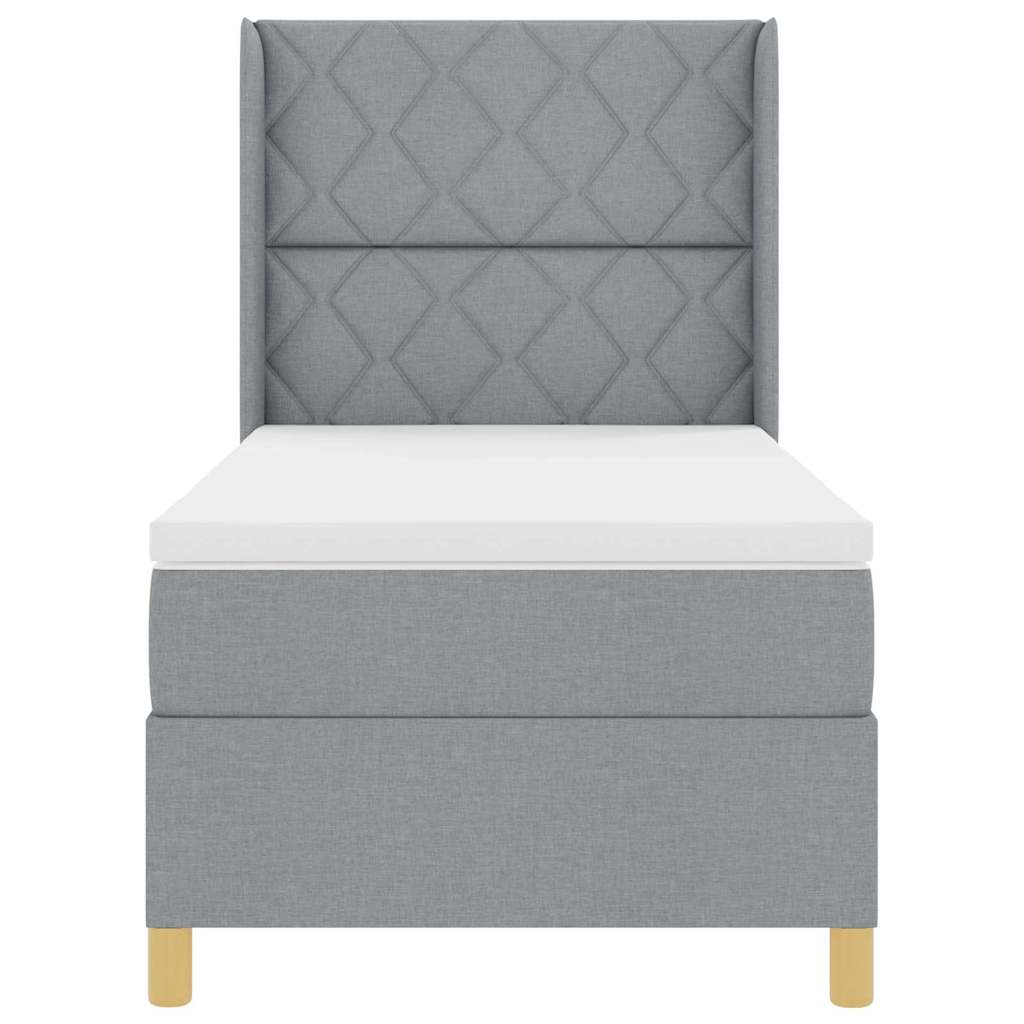vidaXL Łóżko sprężynowe z paskami LED Jasnoszary 90 x 190 cm tkanina