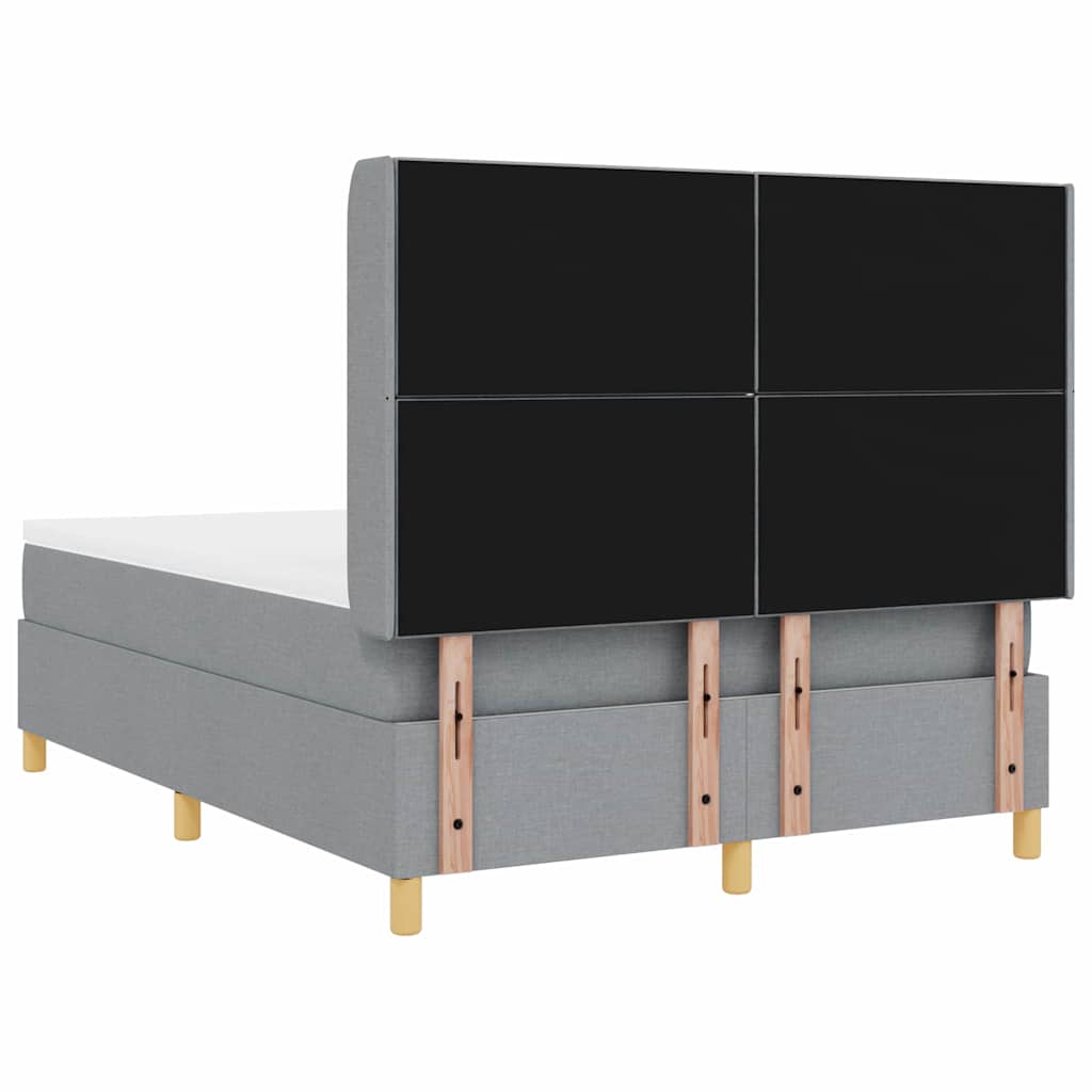 vidaXL Łóżko sprężynowe z paskami LED Jasnoszary 140 x 200 cm tkanina