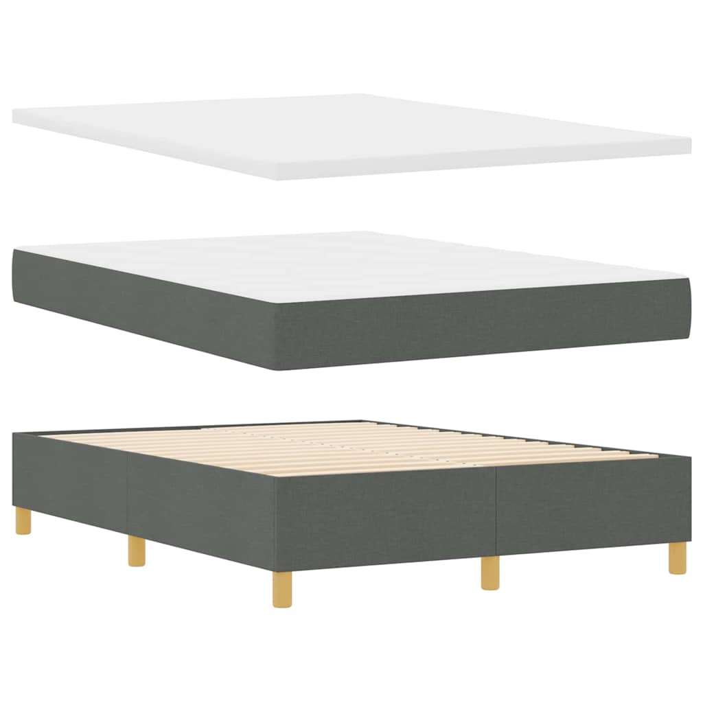 vidaXL Łóżko sprężynowe z paskami LED Szary 140 x 200 cm tkanina