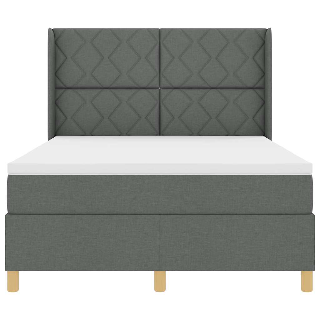 vidaXL Łóżko sprężynowe z paskami LED Szary 140 x 200 cm tkanina