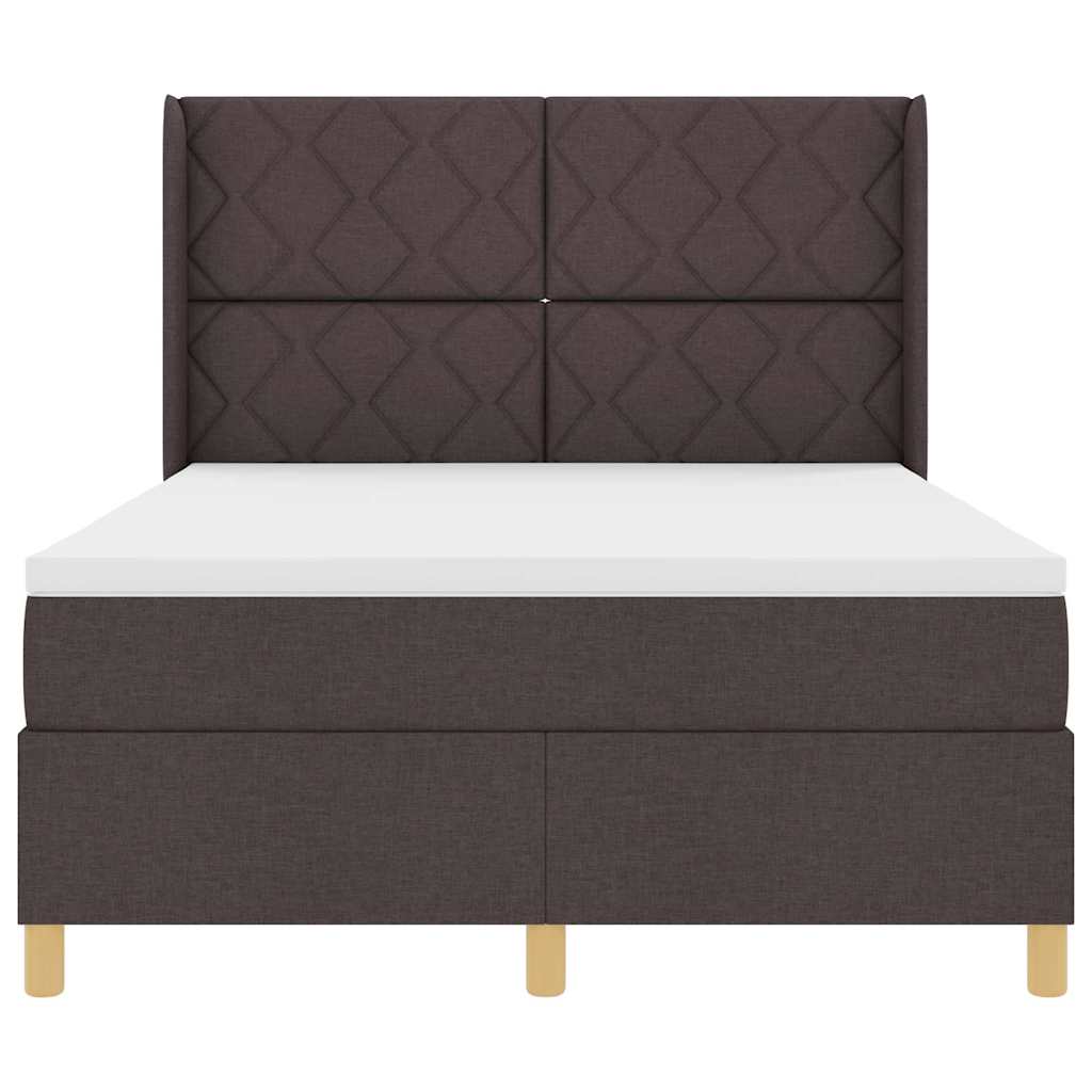vidaXL Łóżko sprężynowe z paskami LED Brązowy 160 x 200 cm tkanina