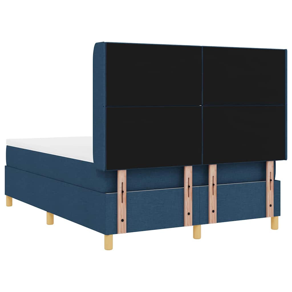 vidaXL Łóżko sprężynowe z paskami LED Niebieski 160 x 200 cm tkanina