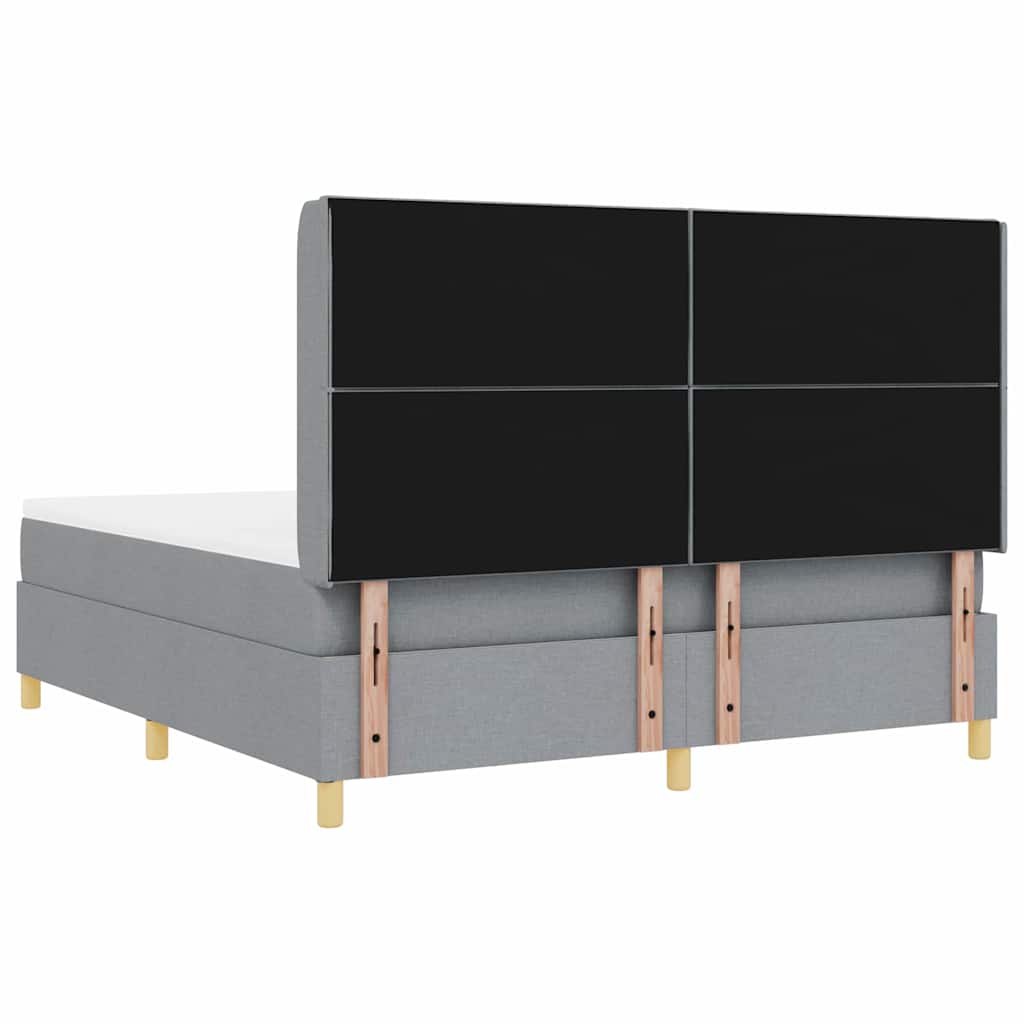 vidaXL Łóżko sprężynowe z paskami LED Jasnoszary 180 x 200 cm tkanina