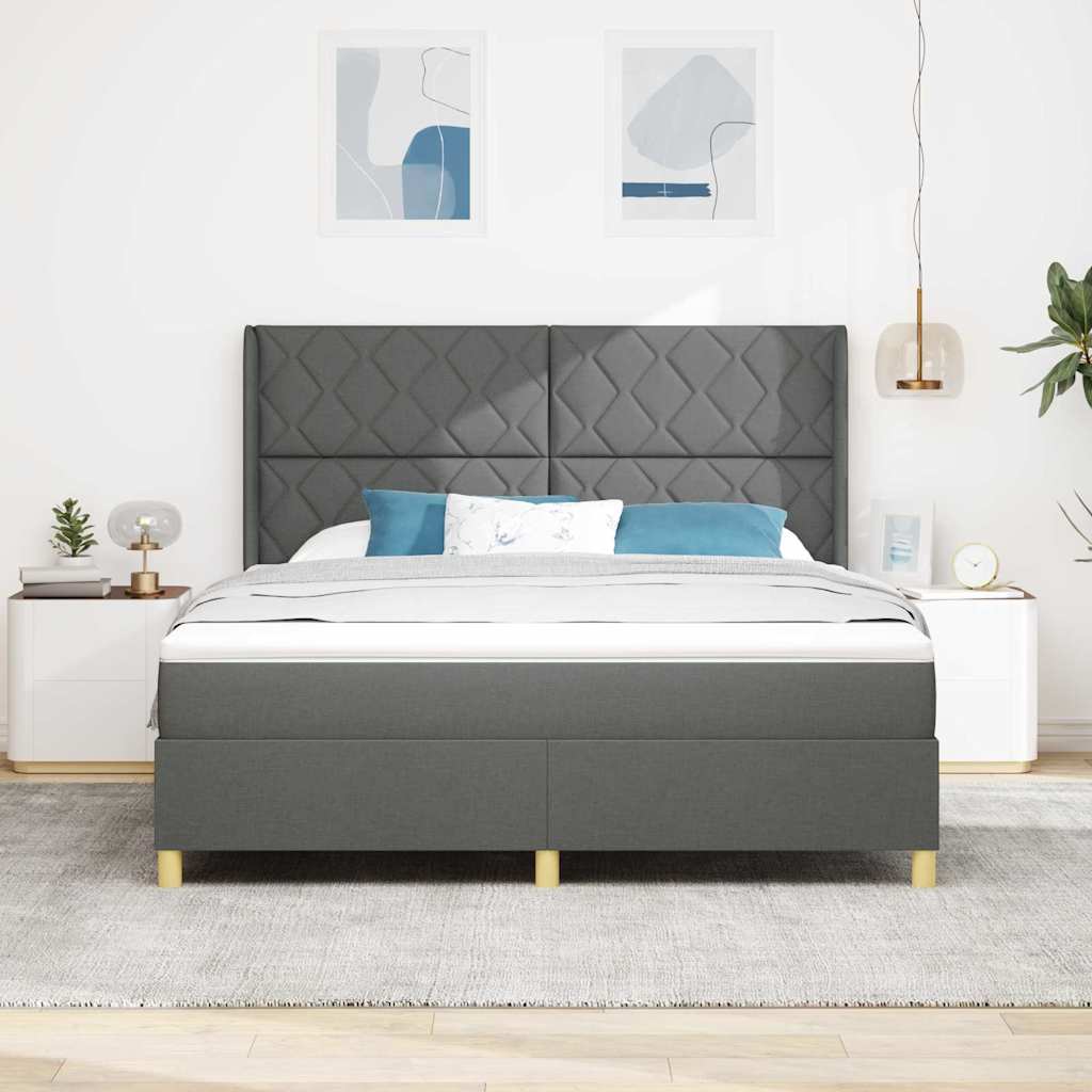 vidaXL Łóżko sprężynowe z paskami LED Szary 180 x 200 cm tkanina