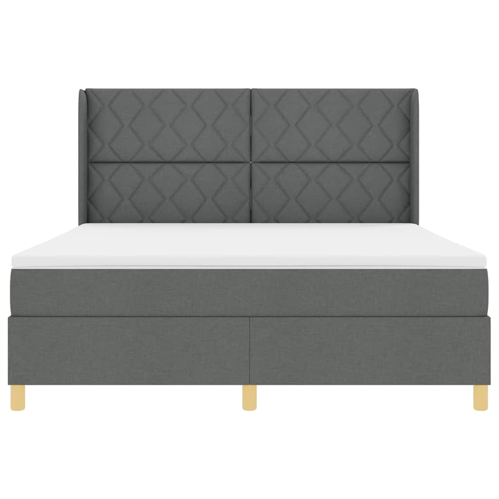 vidaXL Łóżko sprężynowe z paskami LED Szary 180 x 200 cm tkanina