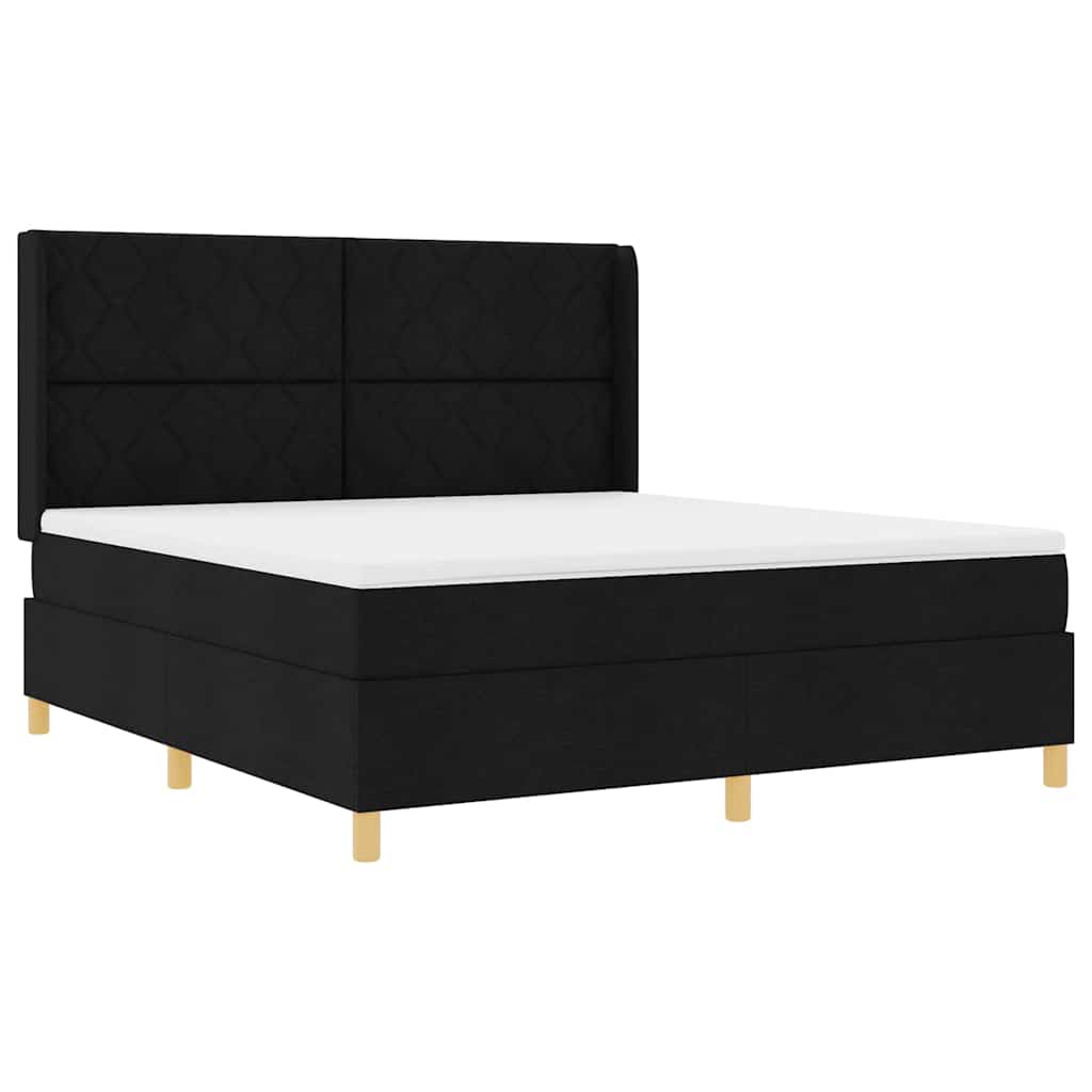 vidaXL Łóżko sprężynowe z paskami LED Czarny 180 x 200 cm tkanina