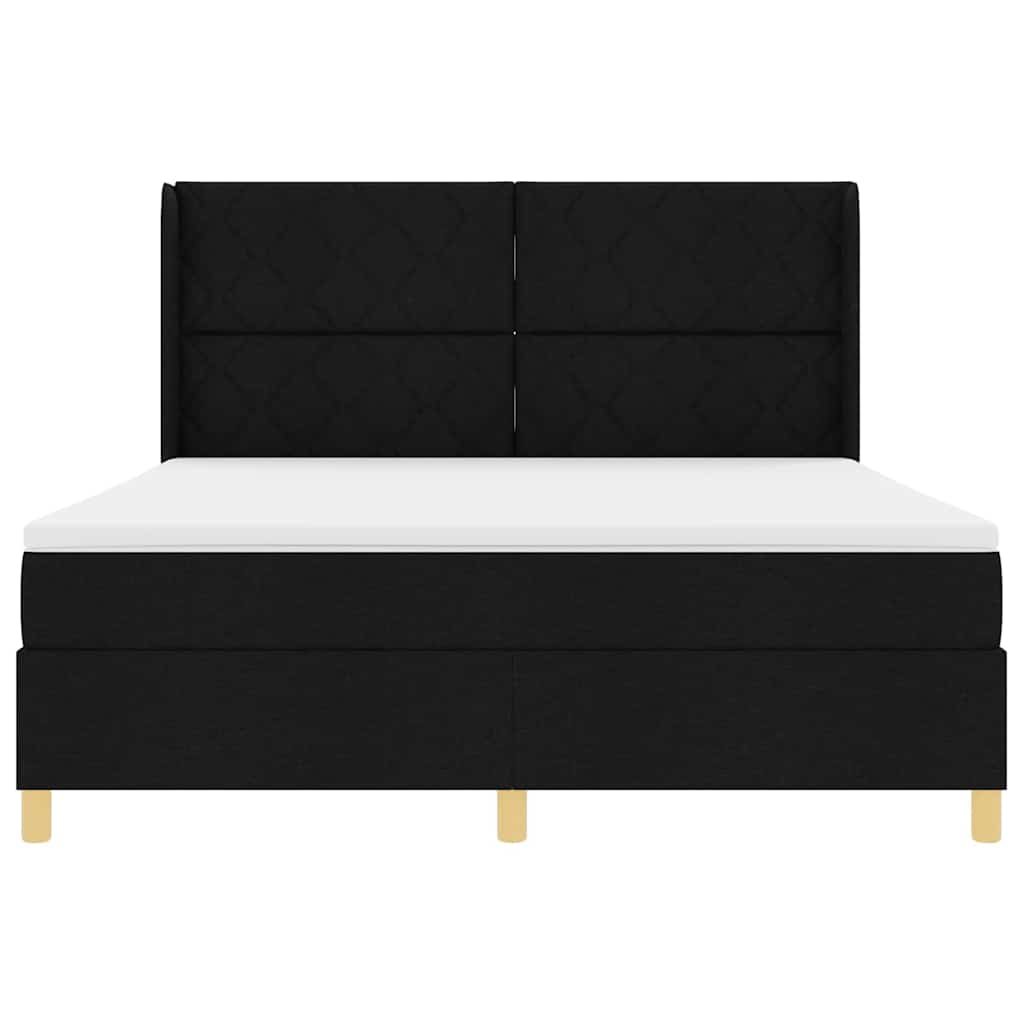 vidaXL Łóżko sprężynowe z paskami LED Czarny 180 x 200 cm tkanina