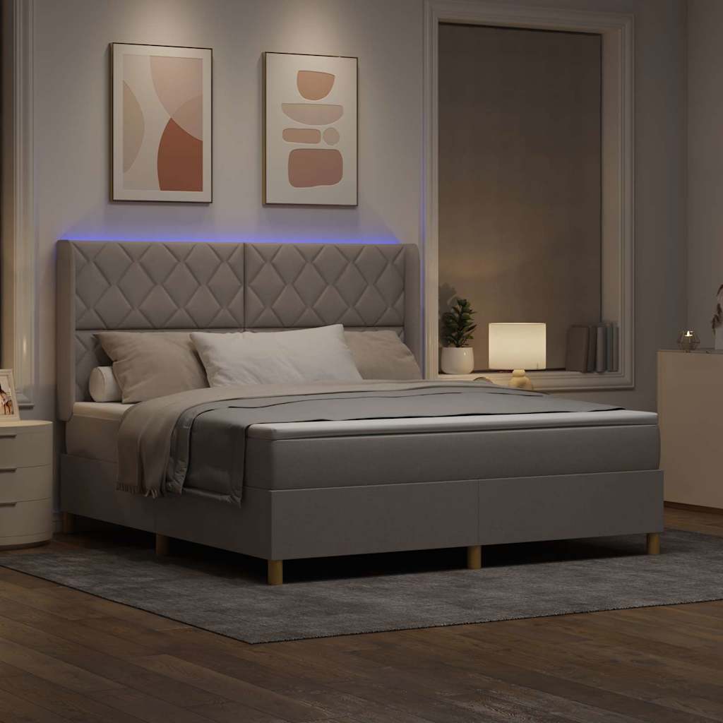 vidaXL Łóżko sprężynowe z paskami LED Ciemnoszary 180 x 200 cm tkanina