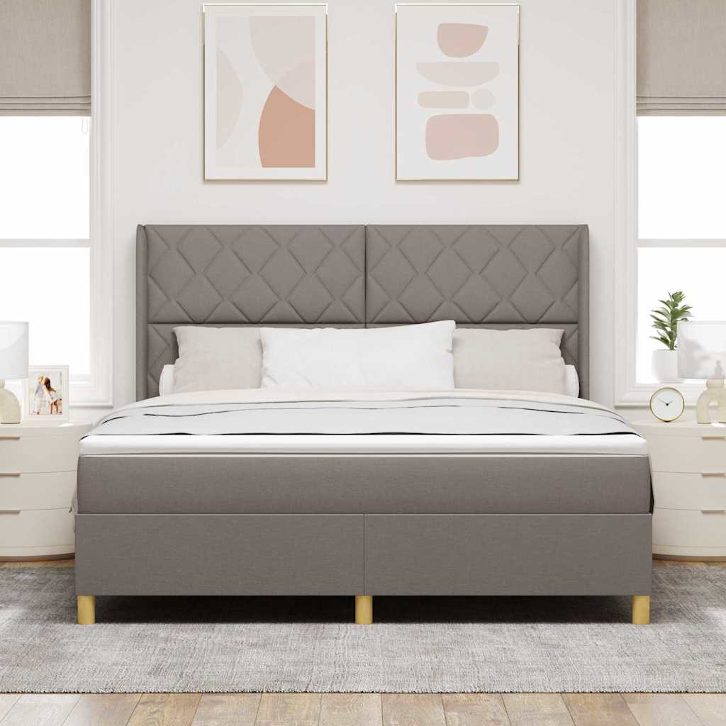 vidaXL Łóżko sprężynowe z paskami LED Ciemnoszary 180 x 200 cm tkanina