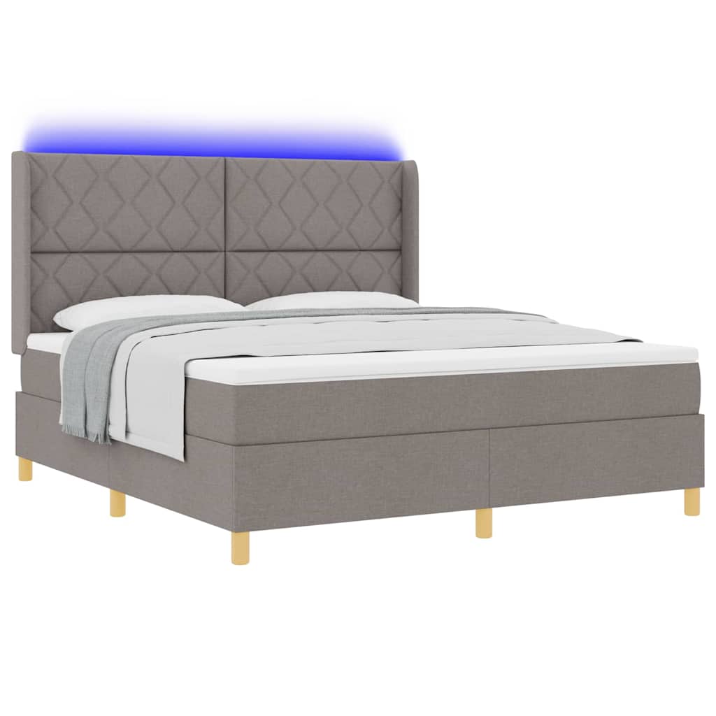 vidaXL Łóżko sprężynowe z paskami LED Ciemnoszary 180 x 200 cm tkanina