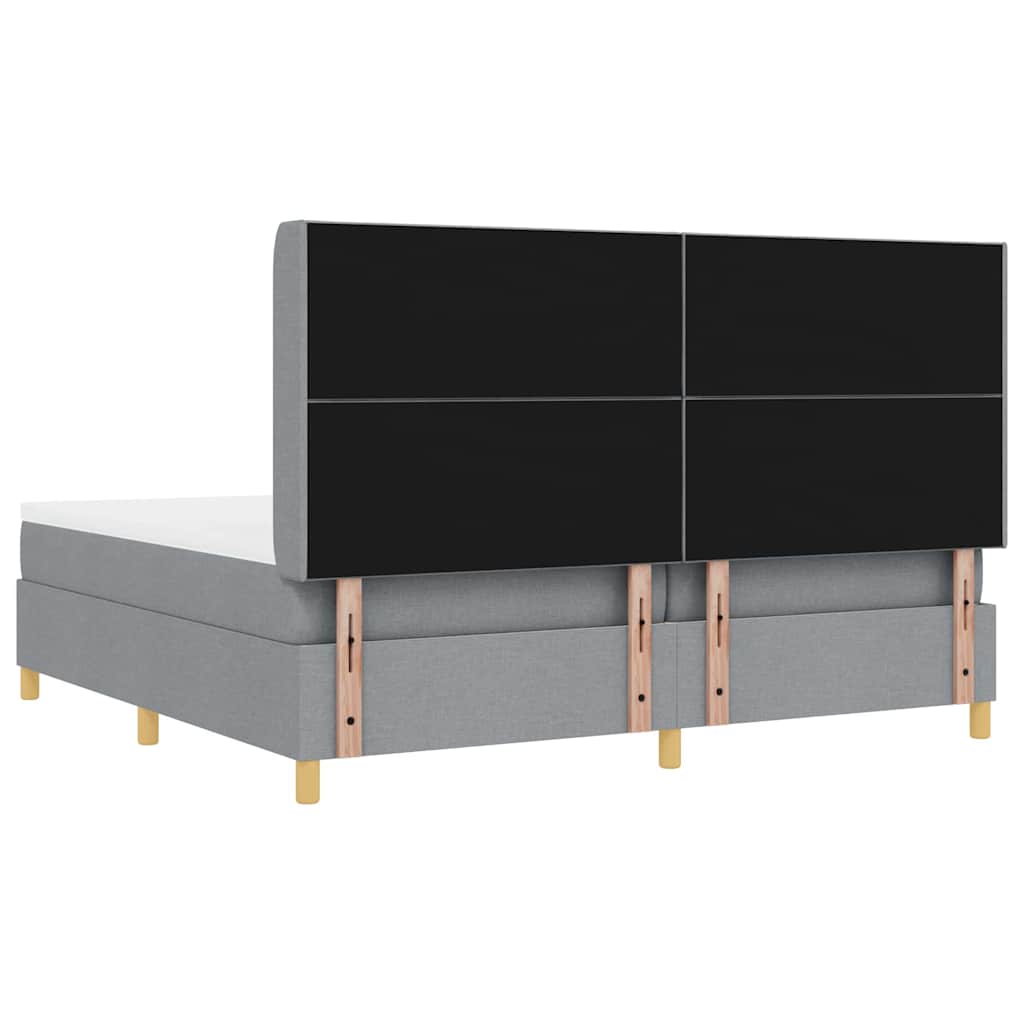 vidaXL Łóżko sprężynowe z materacem Jasnoszary 200 x 200 cm tkanina