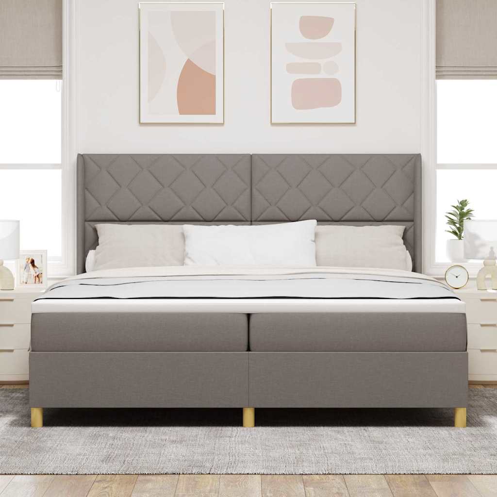 vidaXL Łóżko sprężynowe z paskami LED Ciemnoszary 200 x 200 cm tkanina