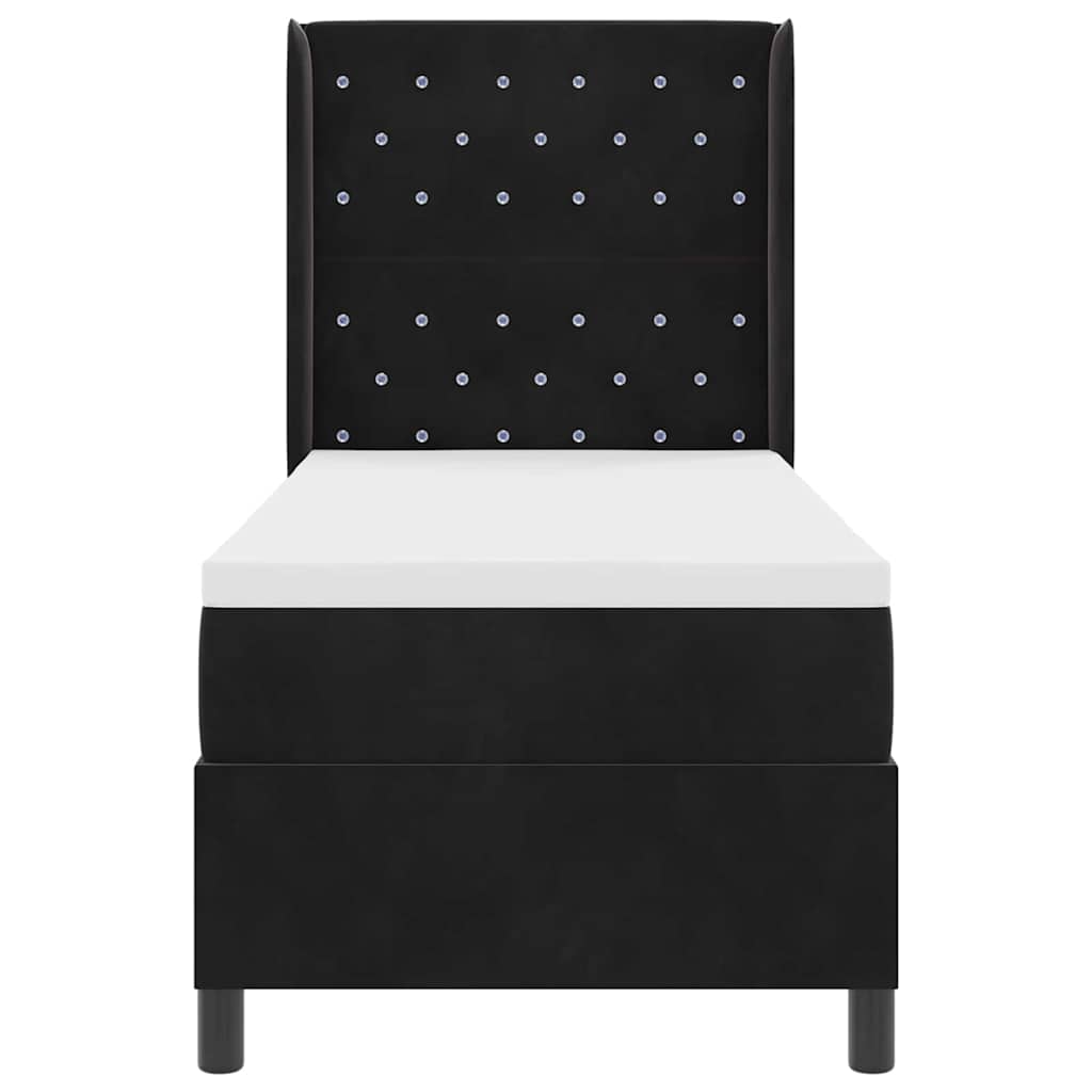 vidaXL Łóżko sprężynowe z materacem z LED Czarny 80 x 200 cm Aksamit