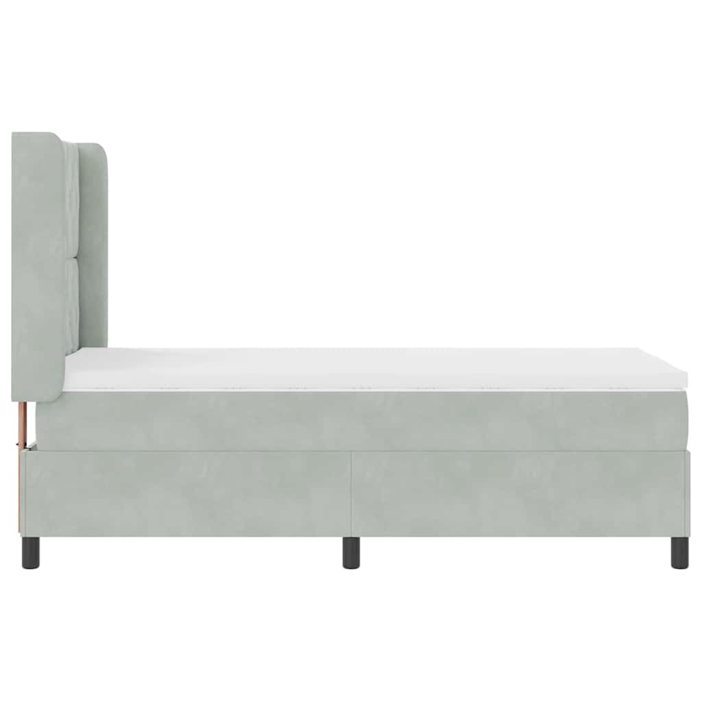 vidaXL Łóżko sprężynowe z materacem Jasnoszary 90 x 190 cm Aksamit