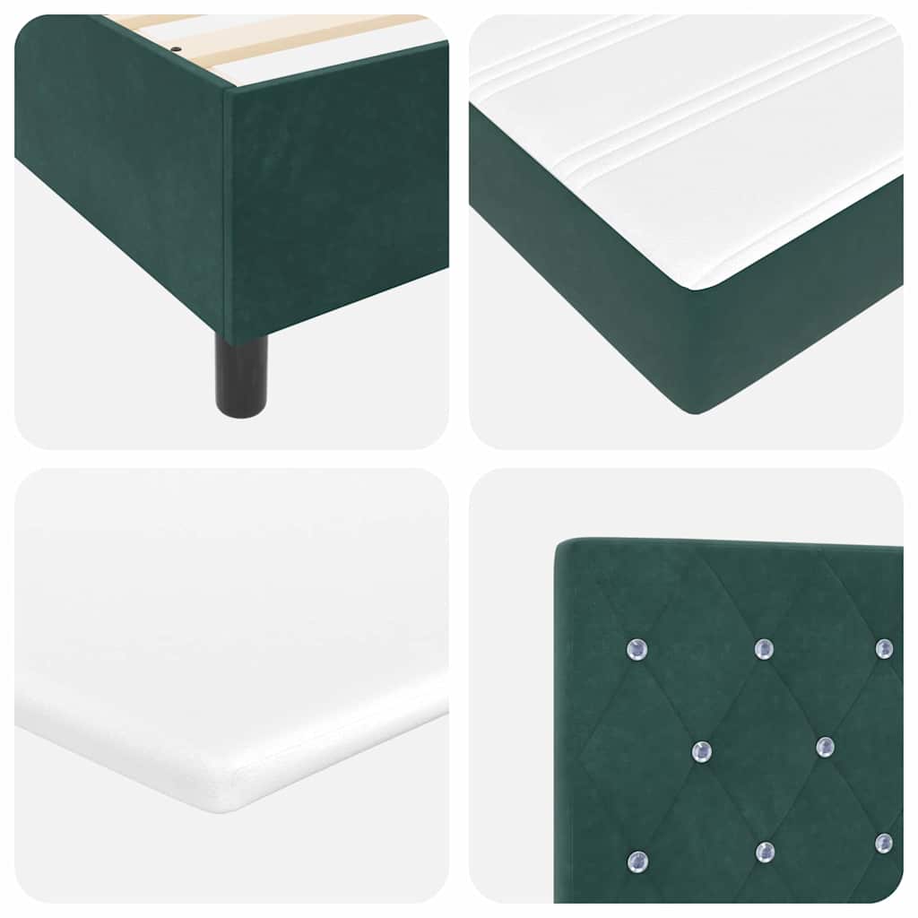 vidaXL Łóżko sprężynowe z materacem Ciemna zieleń 90 x 190 cm Aksamit