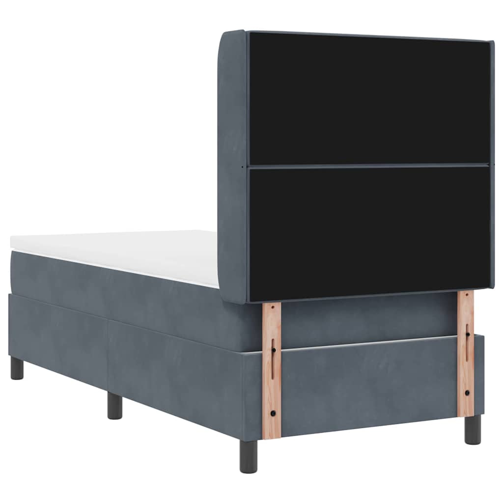vidaXL Łóżko sprężynowe z materacem Ciemnoszary 100 x 200 cm Aksamit