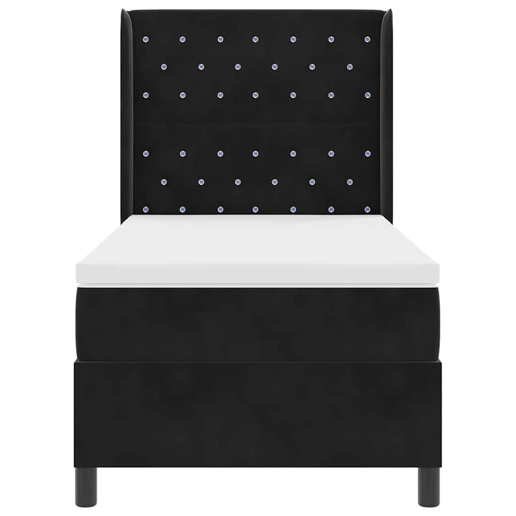 vidaXL Łóżko sprężynowe z materacem z LED Czarny 100 x 200 cm Aksamit