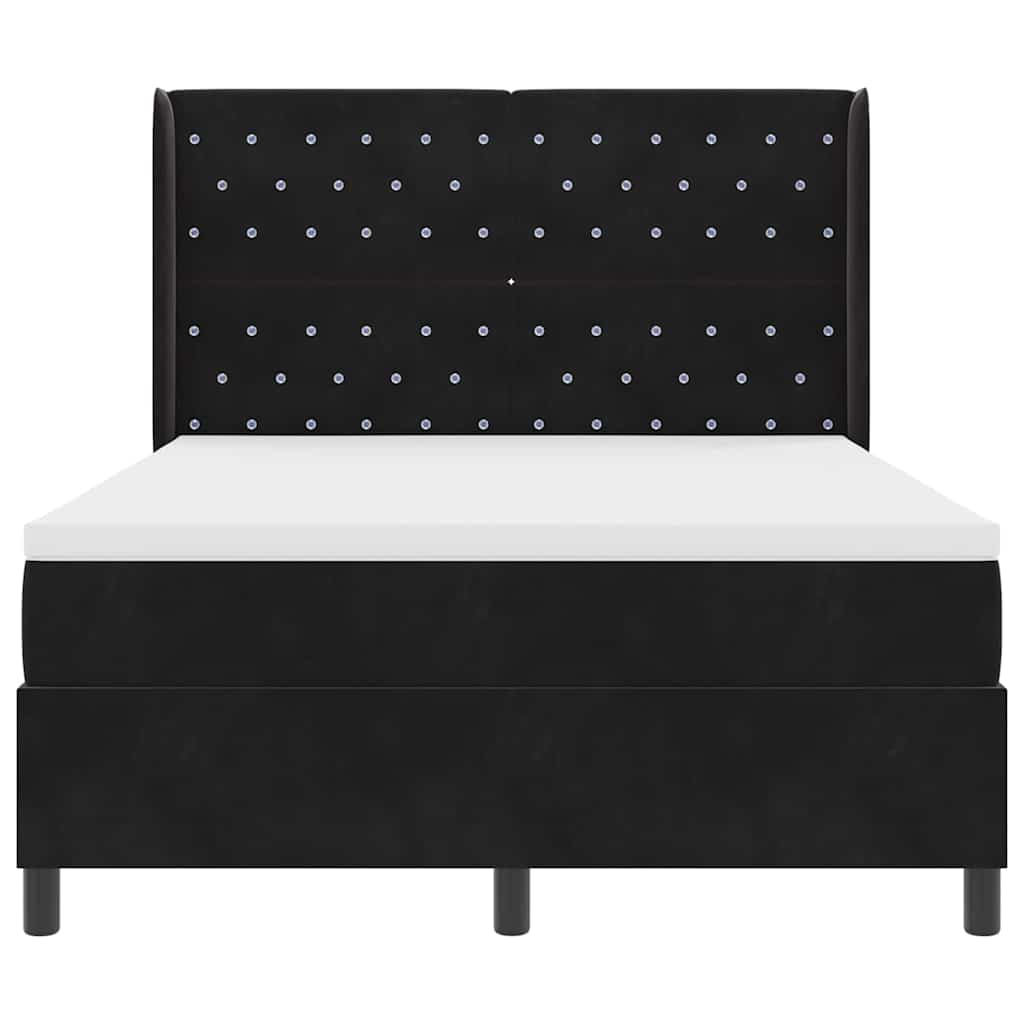 vidaXL Łóżko sprężynowe z materacem z LED Czarny 160 x 200 cm Aksamit