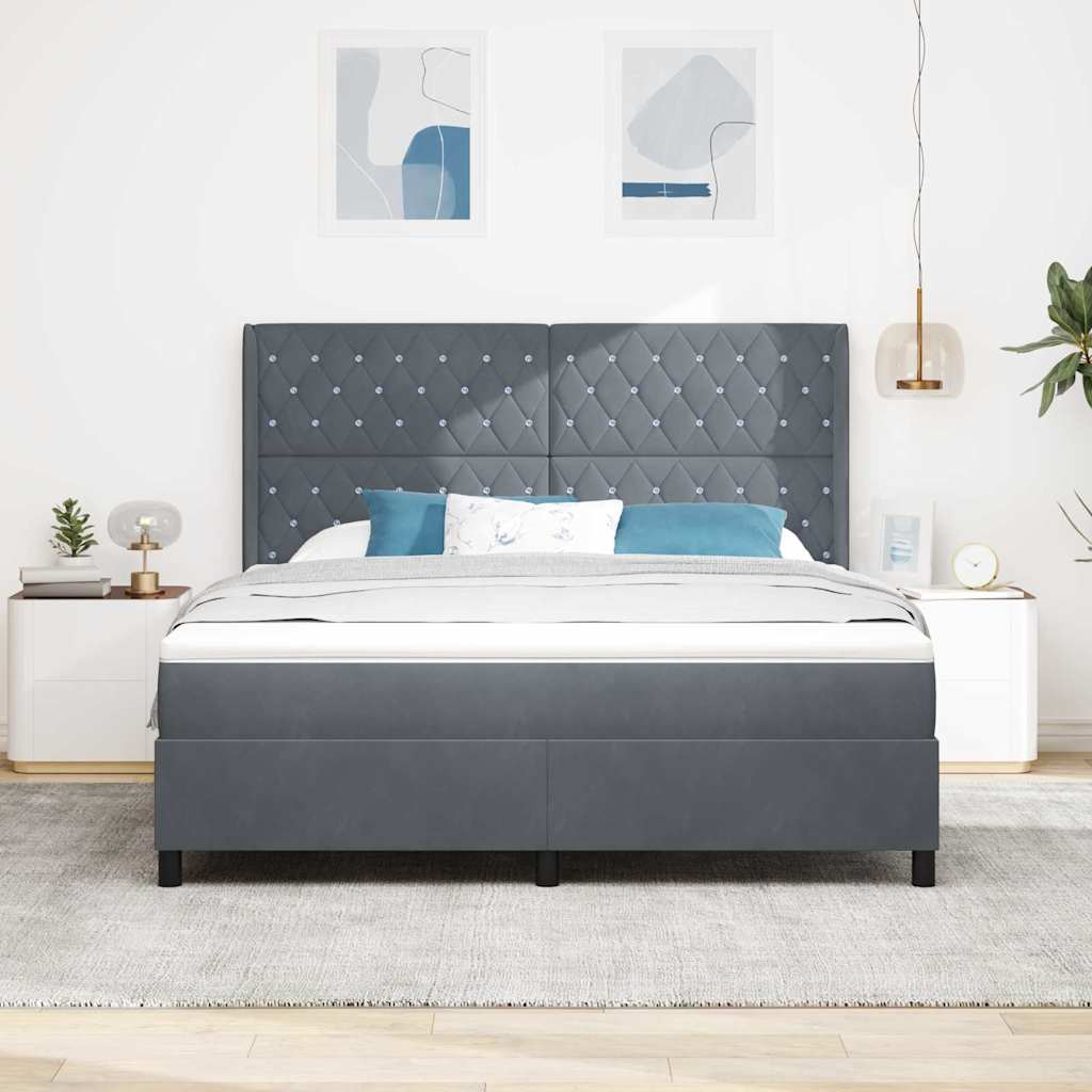 vidaXL Łóżko sprężynowe z materacem Ciemnoszary 180 x 200 cm Aksamit