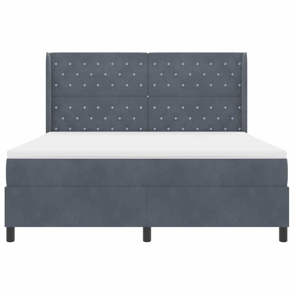 vidaXL Łóżko sprężynowe z materacem Ciemnoszary 180 x 200 cm Aksamit