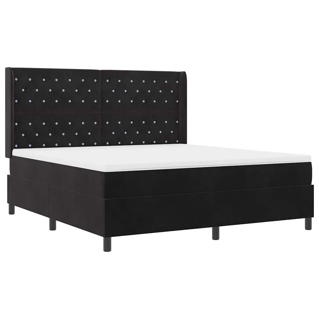 vidaXL Łóżko sprężynowe z materacem z LED Czarny 180 x 200 cm Aksamit