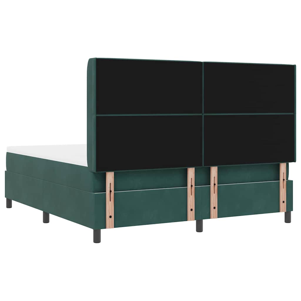 vidaXL Łóżko sprężynowe z materacem Ciemna zieleń 180 x 200 cm Aksamit