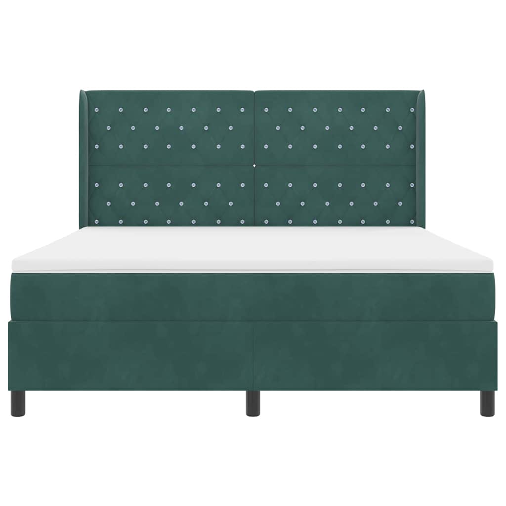 vidaXL Łóżko sprężynowe z materacem Ciemna zieleń 180 x 200 cm Aksamit