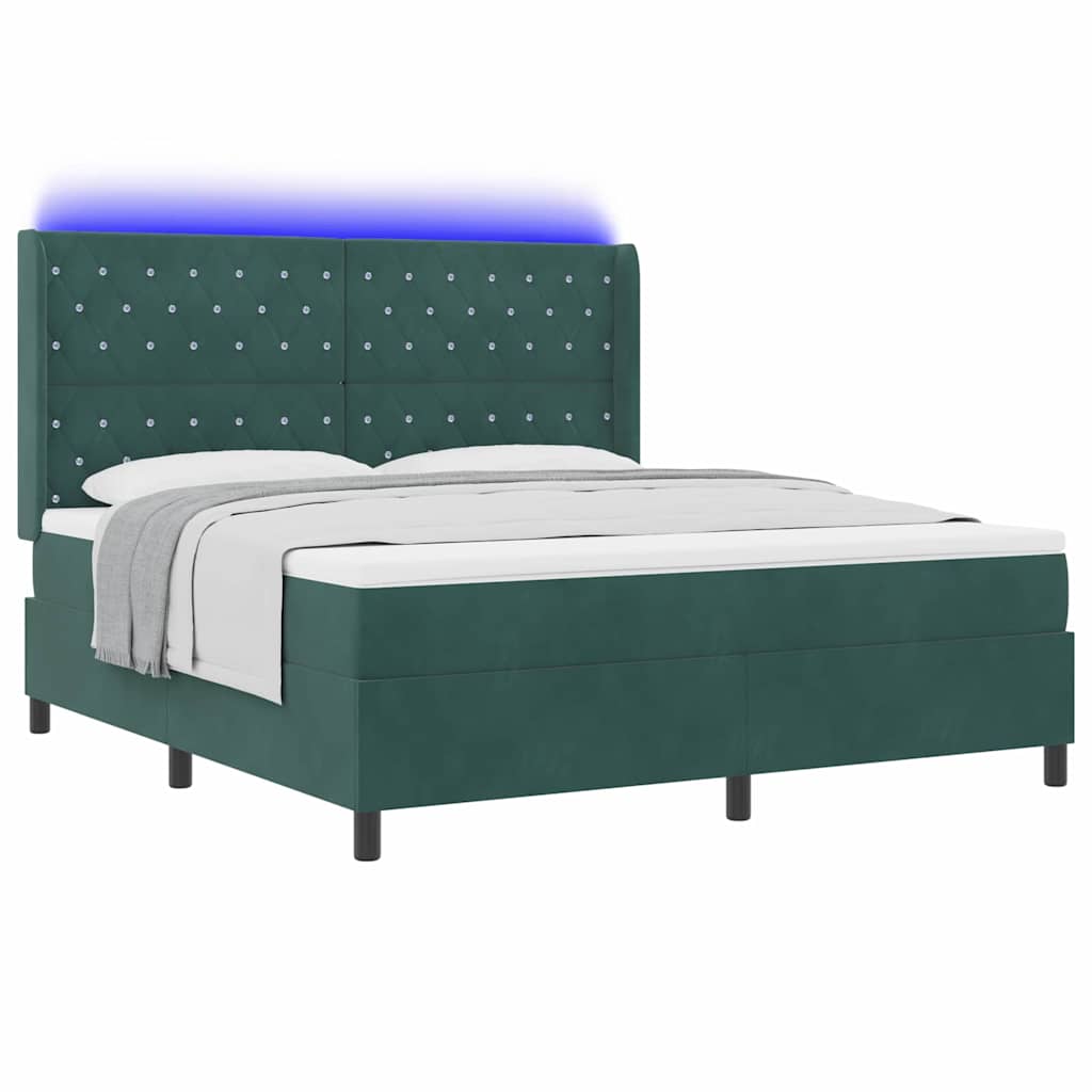 vidaXL Łóżko sprężynowe z materacem Ciemna zieleń 180 x 200 cm Aksamit