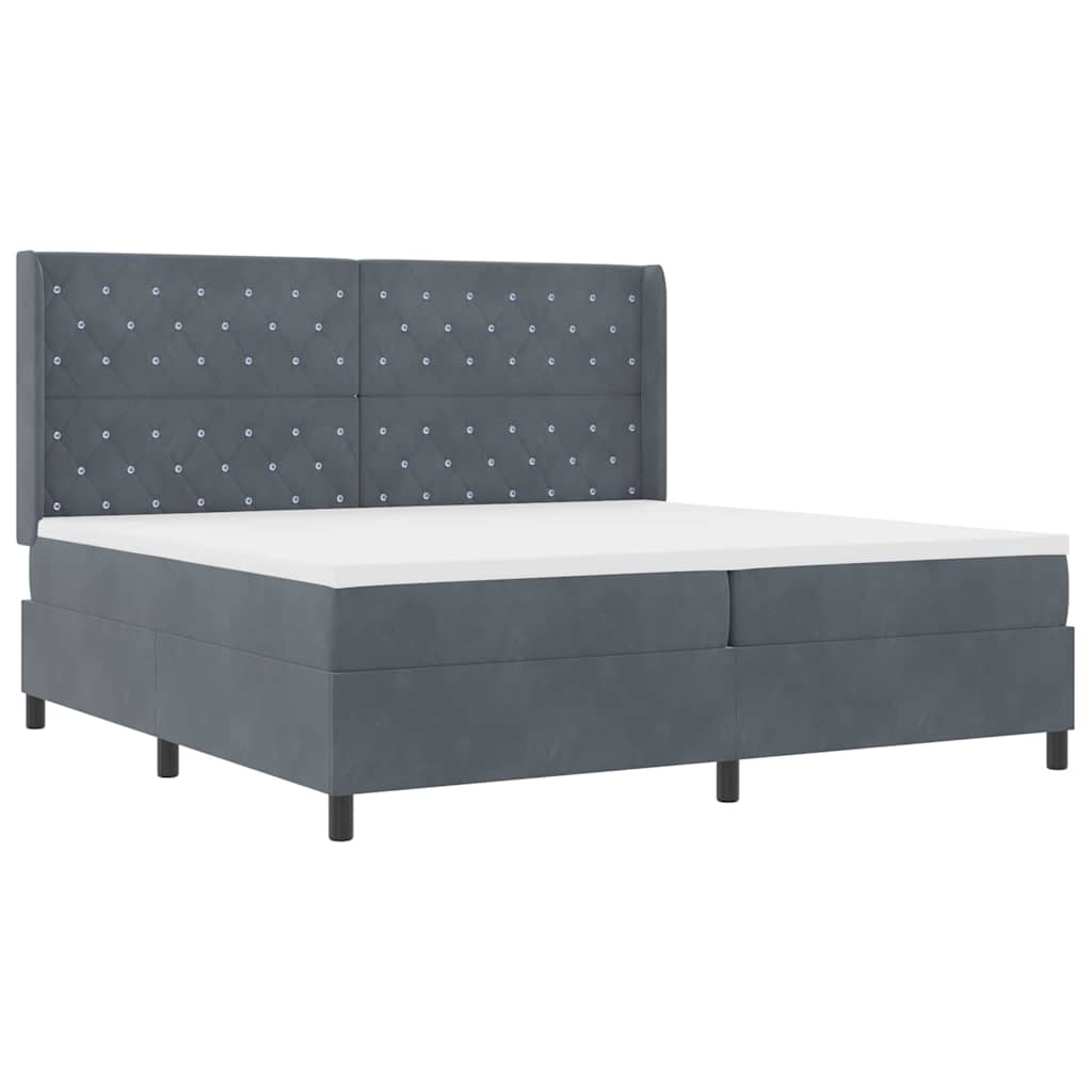 vidaXL Łóżko sprężynowe z materacem Ciemnoszary 200 x 200 cm Aksamit