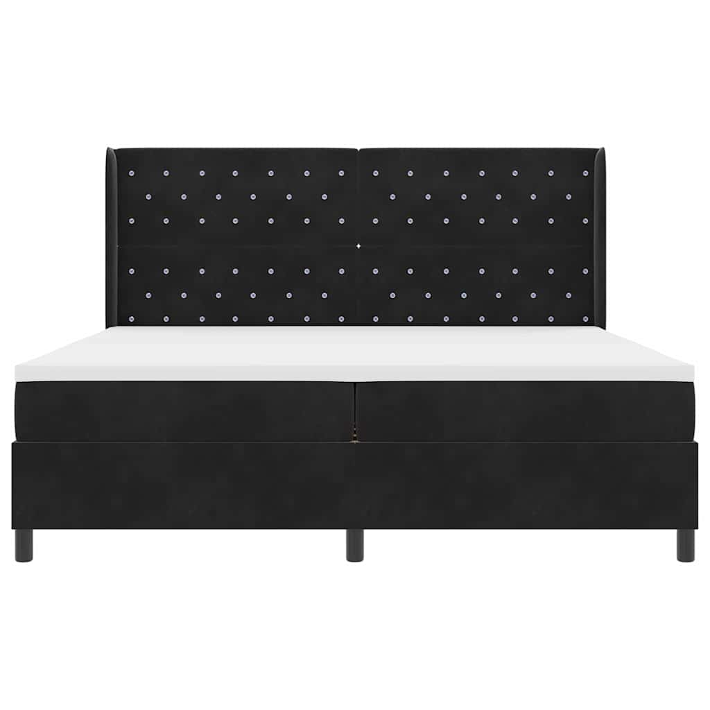 vidaXL Łóżko sprężynowe z materacem z LED Czarny 200 x 200 cm Aksamit