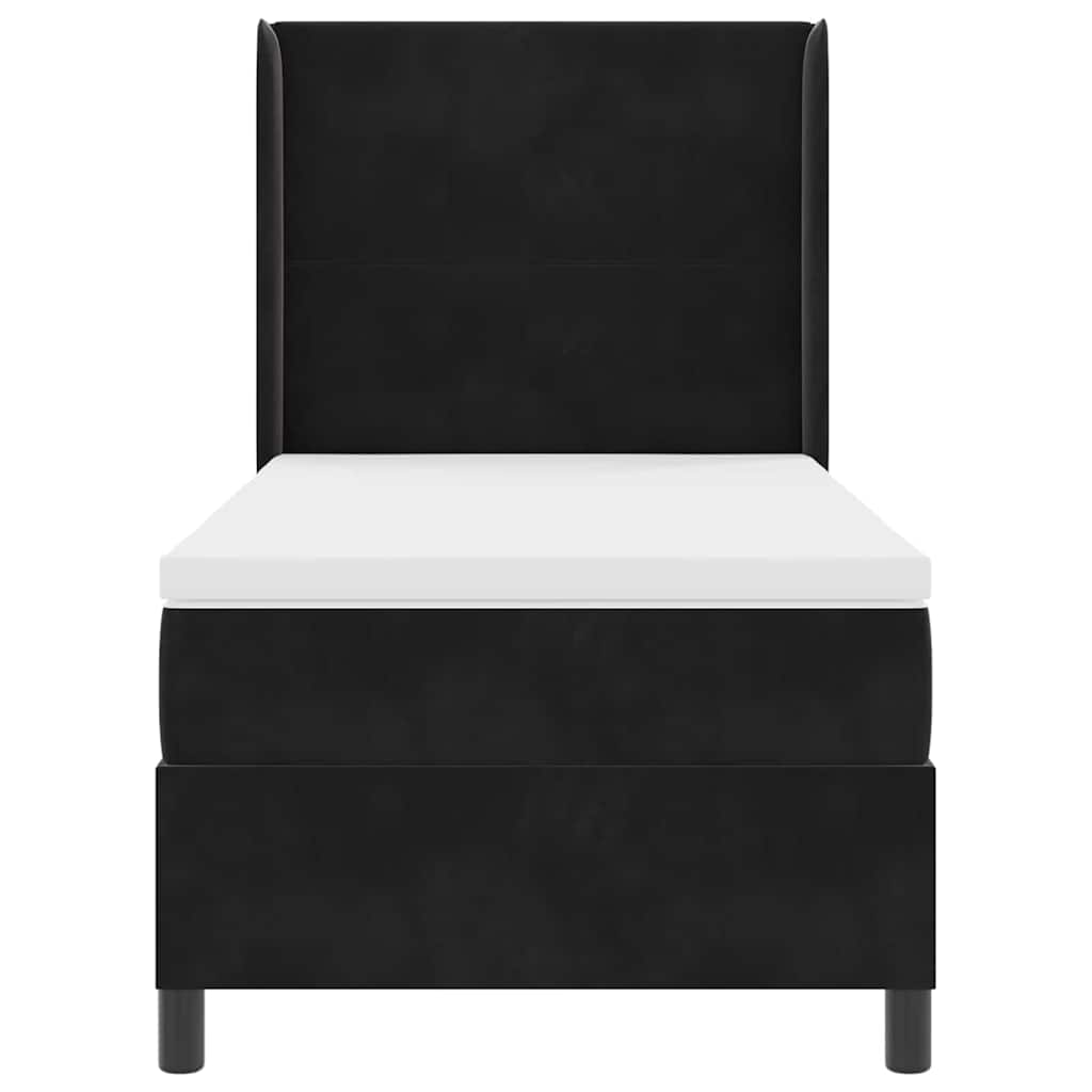 vidaXL Łóżko sprężynowe z paskami LED Czarny 90 x 200 cm Aksamit