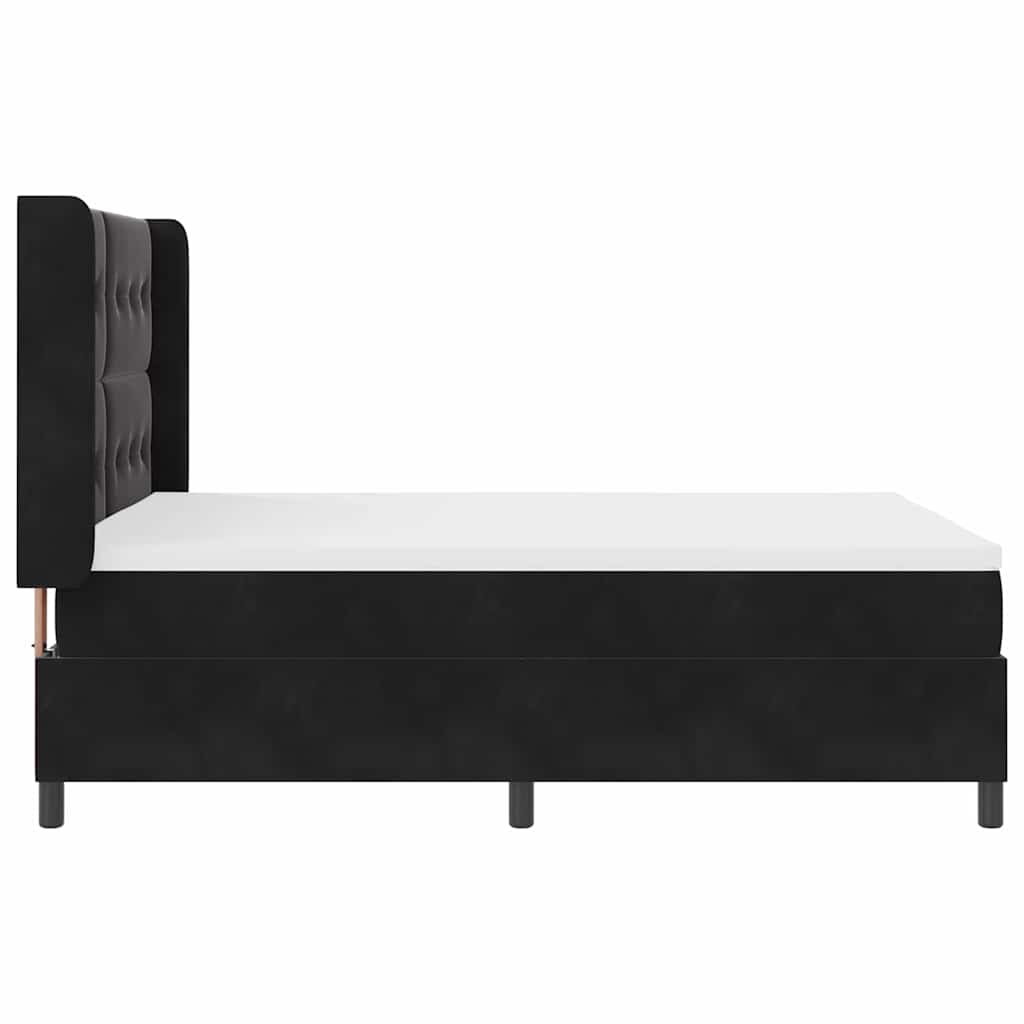 vidaXL Łóżko sprężynowe z paskami LED Czarny 160 x 200 cm Aksamit