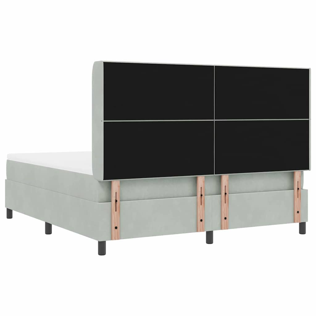 vidaXL Łóżko sprężynowe z materacem Jasnoszary 180 x 200 cm Aksamit